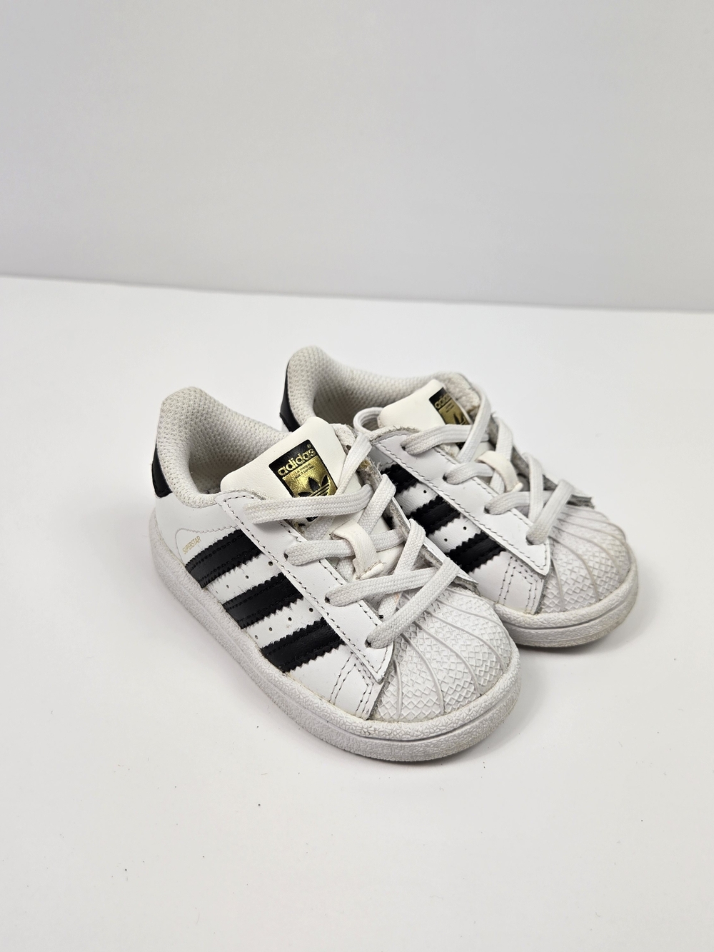 Adidas Superstar Toddler Sneakers White Black Gold Shell Toe Size 5K
